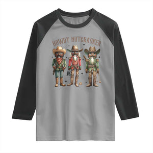 Nutcracker Cowboy Christmas Western Country Howdy Raglan Shirt TS14 Sport Gray Black Print Your Wear