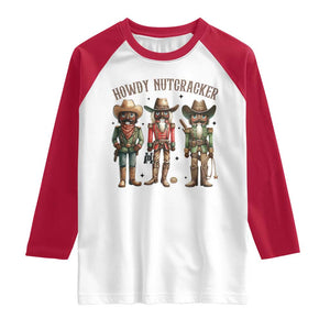 Nutcracker Cowboy Christmas Western Country Howdy Raglan Shirt TS14 White Red Print Your Wear