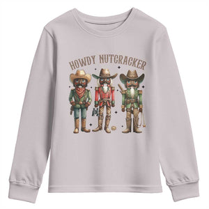 Nutcracker Cowboy Christmas Western Country Howdy Youth Sweatshirt TS14 Ice Gray Print Your Wear