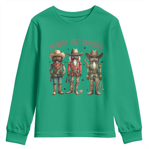 Nutcracker Cowboy Christmas Western Country Howdy Youth Sweatshirt TS14 Irish Green Print Your Wear