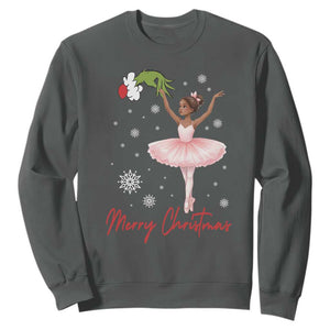 Black Nutcracker Ballet Sweatshirt Merry Christmas TS14 Dark Heather Print Your Wear