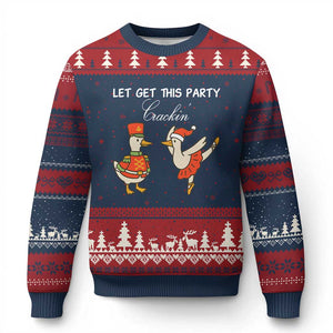 Funny Nutcracker Goose Xmas Ugly Christmas Sweater Let Get This Party Crackin TS14 Navy Red Print Your Wear