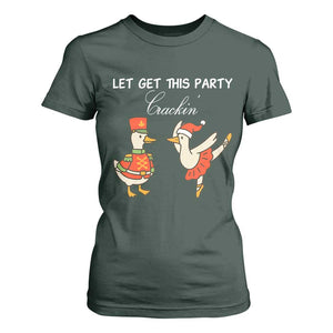 Funny Nutcracker Goose Christmas T Shirt For Women Let Get This Party Crackin TS14 Dark Forest Green Print Your Wear