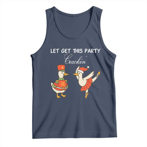 Funny Nutcracker Goose Christmas Tank Top Let Get This Party Crackin TS14 Navy Print Your Wear