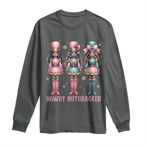 Howdy Nutcracker Cowgirl Christmas Western Country Long Sleeve Shirt TS14 Dark Heather Print Your Wear
