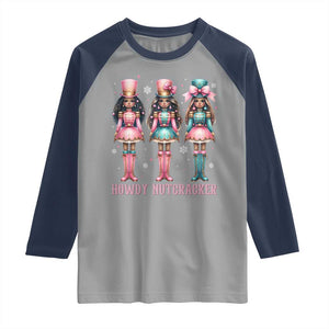 Howdy Nutcracker Cowgirl Christmas Western Country Raglan Shirt TS14 Sport Gray Navy Print Your Wear