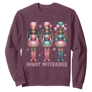 Howdy Nutcracker Cowgirl Christmas Western Country Sweatshirt TS14 Maroon Print Your Wear