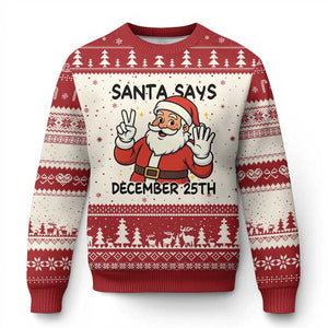 Santa Xmas December 25th Season Ugly Christmas Sweater TS14 Beige Red Print Your Wear