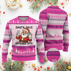 Santa Xmas December 25th Season Ugly Christmas Sweater TS14 Hot Pink Print Your Wear