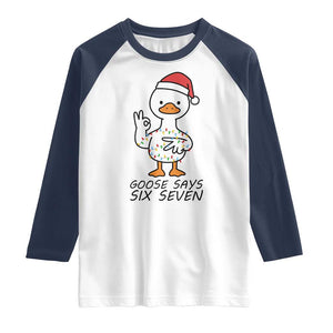 67 Six Seven Chirtsmas Meme Raglan Shirt Funny Silly Goose TS14 White Navy Print Your Wear