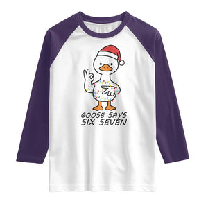 67 Six Seven Chirtsmas Meme Raglan Shirt Funny Silly Goose TS14 White Purple Print Your Wear
