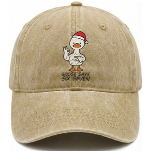 67 Six Seven Chirtsmas Meme Washed Cotton Baseball Cap Funny Silly Goose TS14 Washed Cap Universal Fit Khaki Print Your Wear