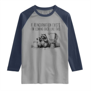 Funny Drunk Raccoon Raglan Shirt Trashed Panda Meme TS14 Sport Gray Navy Print Your Wear