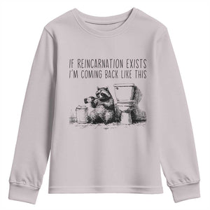 Funny Drunk Raccoon Youth Sweatshirt Trashed Panda Meme TS14 Ice Gray Print Your Wear