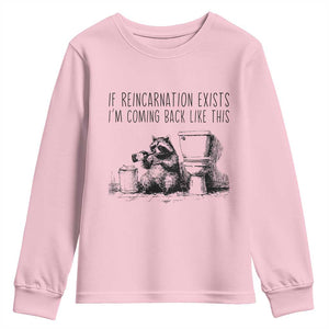 Funny Drunk Raccoon Youth Sweatshirt Trashed Panda Meme TS14 Light Pink Print Your Wear