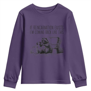 Funny Drunk Raccoon Youth Sweatshirt Trashed Panda Meme TS14 Purple Print Your Wear