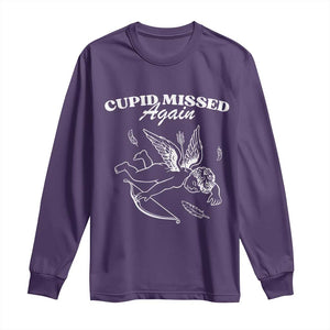Funny Anti Valentine Long Sleeve Shirt Cupid Missed Again TS14 Purple Print Your Wear