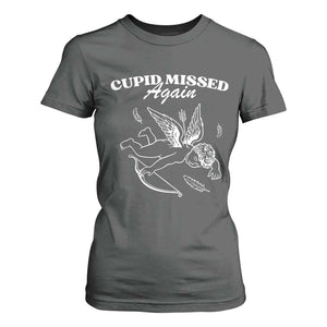 Funny Anti Valentine T Shirt For Women Cupid Missed Again TS14 Dark Heather Print Your Wear
