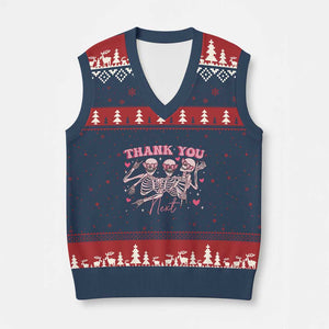 Funny Skeleton Anti Valentines V-Neck Knit Sweater Vest TS14 Navy Red Print Your Wear