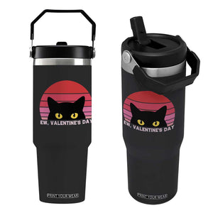 Funny Black Cat Anti Valentine Meme Flip Straw Tumbler TS14 One Size: 30 oz Black Print Your Wear