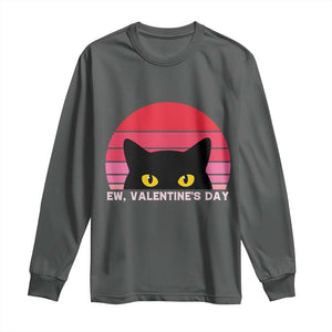Funny Black Cat Anti Valentine Meme Long Sleeve Shirt TS14 Dark Heather Print Your Wear