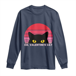 Funny Black Cat Anti Valentine Meme Long Sleeve Shirt TS14 Navy Print Your Wear