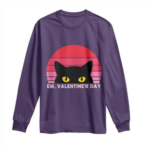 Funny Black Cat Anti Valentine Meme Long Sleeve Shirt TS14 Purple Print Your Wear