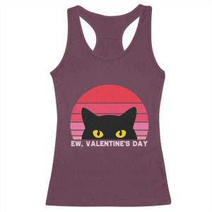 Funny Black Cat Anti Valentine Meme Racerback Tank Top TS14 Maroon Print Your Wear