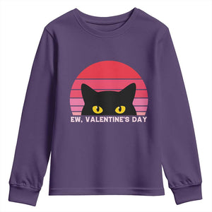 Funny Black Cat Anti Valentine Meme Youth Sweatshirt TS14 Purple Print Your Wear