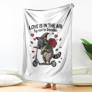 Funny Raccoon Scooter Anti Valentine Throw Blanket Love Is In The Air Try Not To Breathe TS14 Print Your Wear