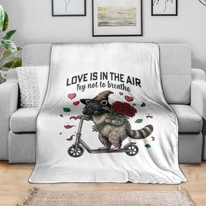 Funny Raccoon Scooter Anti Valentine Throw Blanket Love Is In The Air Try Not To Breathe TS14 Print Your Wear