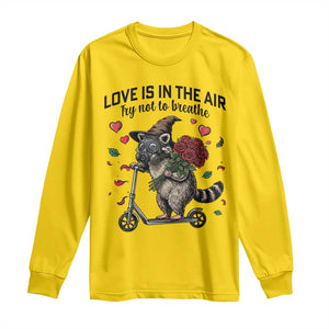 Funny Raccoon Scooter Anti Valentine Long Sleeve Shirt Love Is In The Air Try Not To Breathe TS14 Daisy Print Your Wear