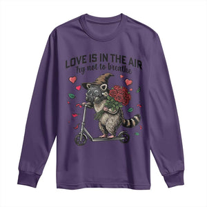 Funny Raccoon Scooter Anti Valentine Long Sleeve Shirt Love Is In The Air Try Not To Breathe TS14 Purple Print Your Wear