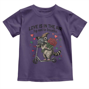 Funny Raccoon Scooter Anti Valentine Toddler T Shirt Love Is In The Air Try Not To Breathe TS14 Purple Print Your Wear
