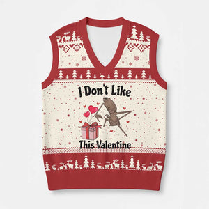 Marcus The Worm Meme V-Neck Knit Sweater Vest I Do Not Like This Valentine TS14 Beige Red Print Your Wear