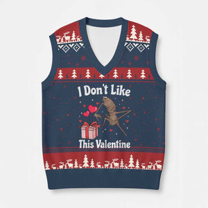 Marcus The Worm Meme V-Neck Knit Sweater Vest Funny Anti Valentines Day Sarcastic TS14 Navy Red Print Your Wear