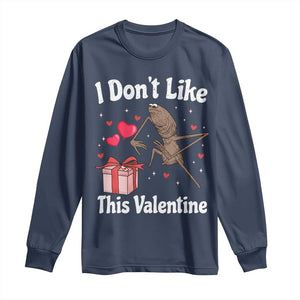 Marcus The Worm Meme Long Sleeve Shirt Funny Anti Valentines Day Sarcastic TS14 Navy Print Your Wear