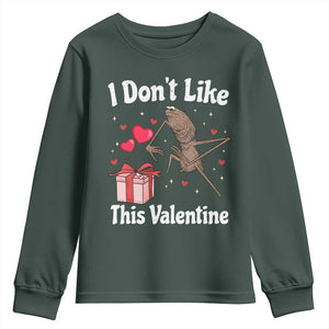 Marcus The Worm Meme Youth Sweatshirt Funny Anti Valentines Day Sarcastic TS14 Dark Forest Green Print Your Wear