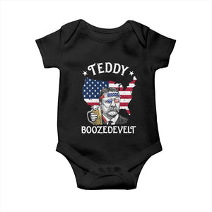 Teddy Boozedevelt Theodore Roosevelt Baby Onesie 4th Of July American Flag TS14 Black Print Your Wear