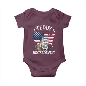 Teddy Boozedevelt Theodore Roosevelt Baby Onesie 4th Of July American Flag TS14 Maroon Print Your Wear