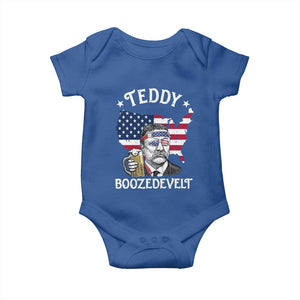 Teddy Boozedevelt Theodore Roosevelt Baby Onesie 4th Of July American Flag TS14 Royal Blue Print Your Wear