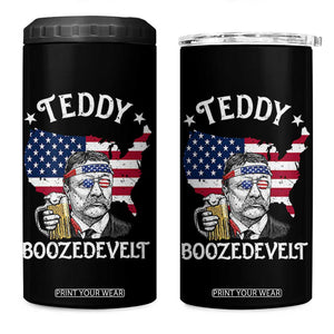 Teddy Boozedevelt Theodore Roosevelt 4 in 1 Can Cooler Tumbler 4th Of July American Flag TS14 One Size: 16 oz Black Print Your Wear