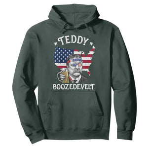 Teddy Boozedevelt Theodore Roosevelt Hoodie 4th Of July American Flag TS14 Dark Forest Green Print Your Wear