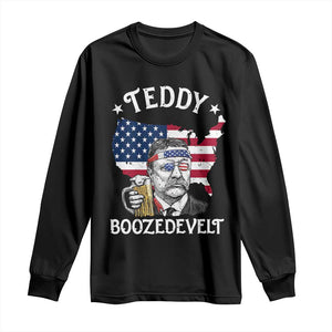 Teddy Boozedevelt Theodore Roosevelt Long Sleeve Shirt 4th Of July American Flag TS14 Black Print Your Wear
