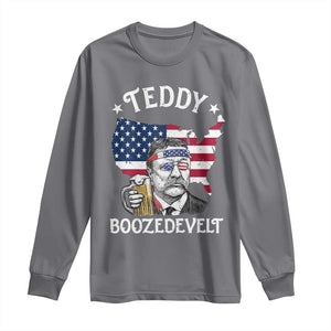 Teddy Boozedevelt Theodore Roosevelt Long Sleeve Shirt 4th Of July American Flag TS14 Charcoal Print Your Wear