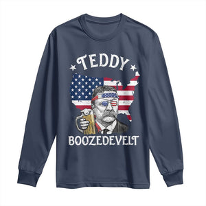 Teddy Boozedevelt Theodore Roosevelt Long Sleeve Shirt 4th Of July American Flag TS14 Navy Print Your Wear