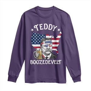 Teddy Boozedevelt Theodore Roosevelt Long Sleeve Shirt 4th Of July American Flag TS14 Purple Print Your Wear