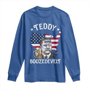 Teddy Boozedevelt Theodore Roosevelt Long Sleeve Shirt 4th Of July American Flag TS14 Royal Blue Print Your Wear