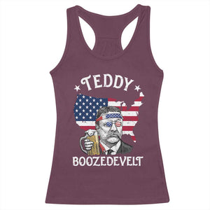 Teddy Boozedevelt Theodore Roosevelt Racerback Tank Top 4th Of July American Flag TS14 Maroon Print Your Wear