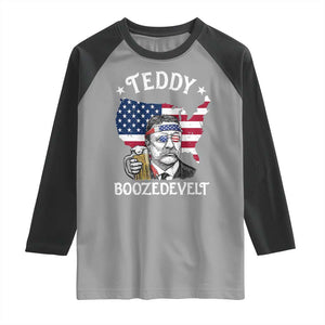 Teddy Boozedevelt Theodore Roosevelt Raglan Shirt 4th Of July American Flag TS14 Sport Gray Black Print Your Wear
